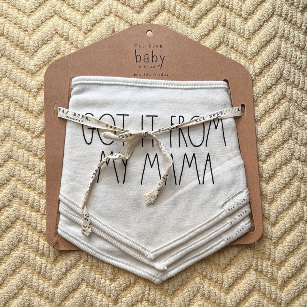 Rae Dunn Baby White Bandana Bibs Set - Got It From My Mama